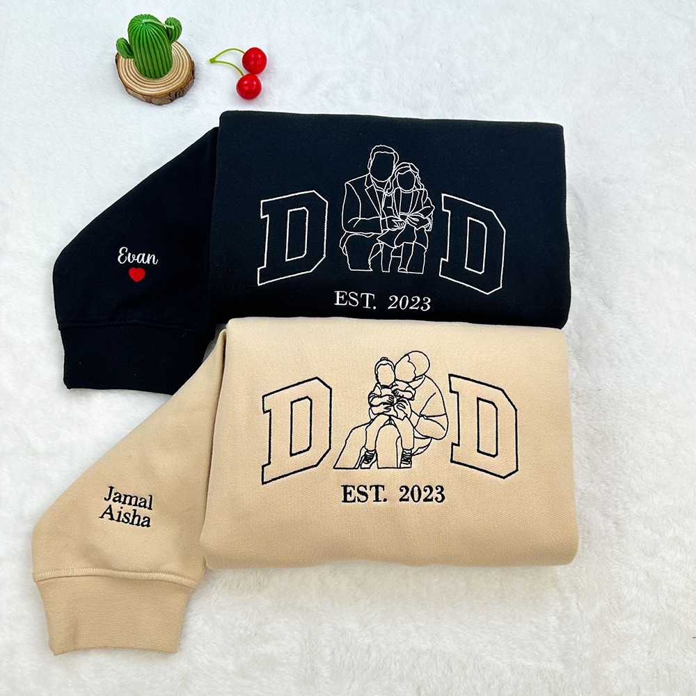 Personalized Dad Photo Embroidered Sweatshirt Hoodie Father's Day Gift Ideas