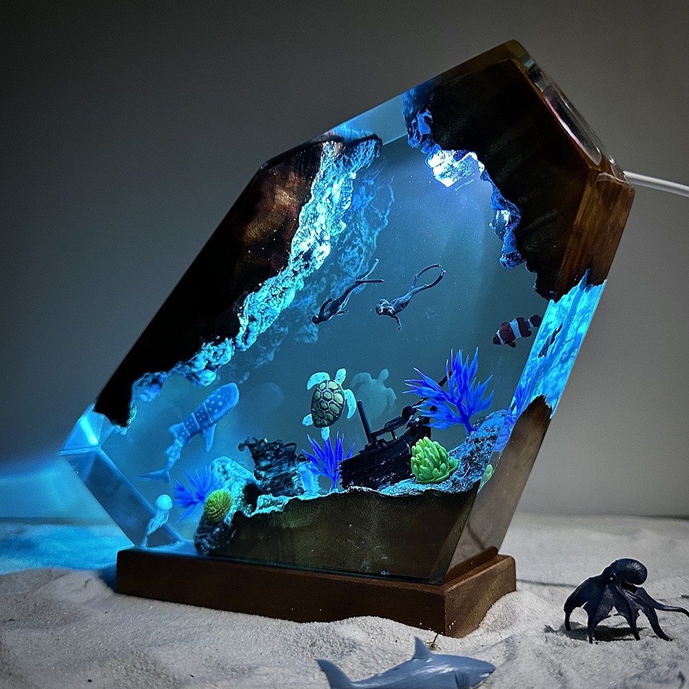 Whale Shark and Turtle Resin Night Light