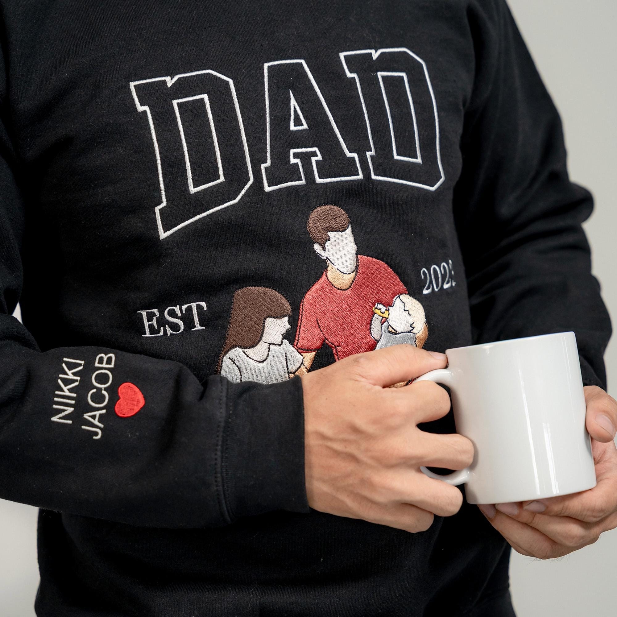 Personalized Dad Photo Embroidered Sweatshirt Hoodie Father's Day Gift Ideas