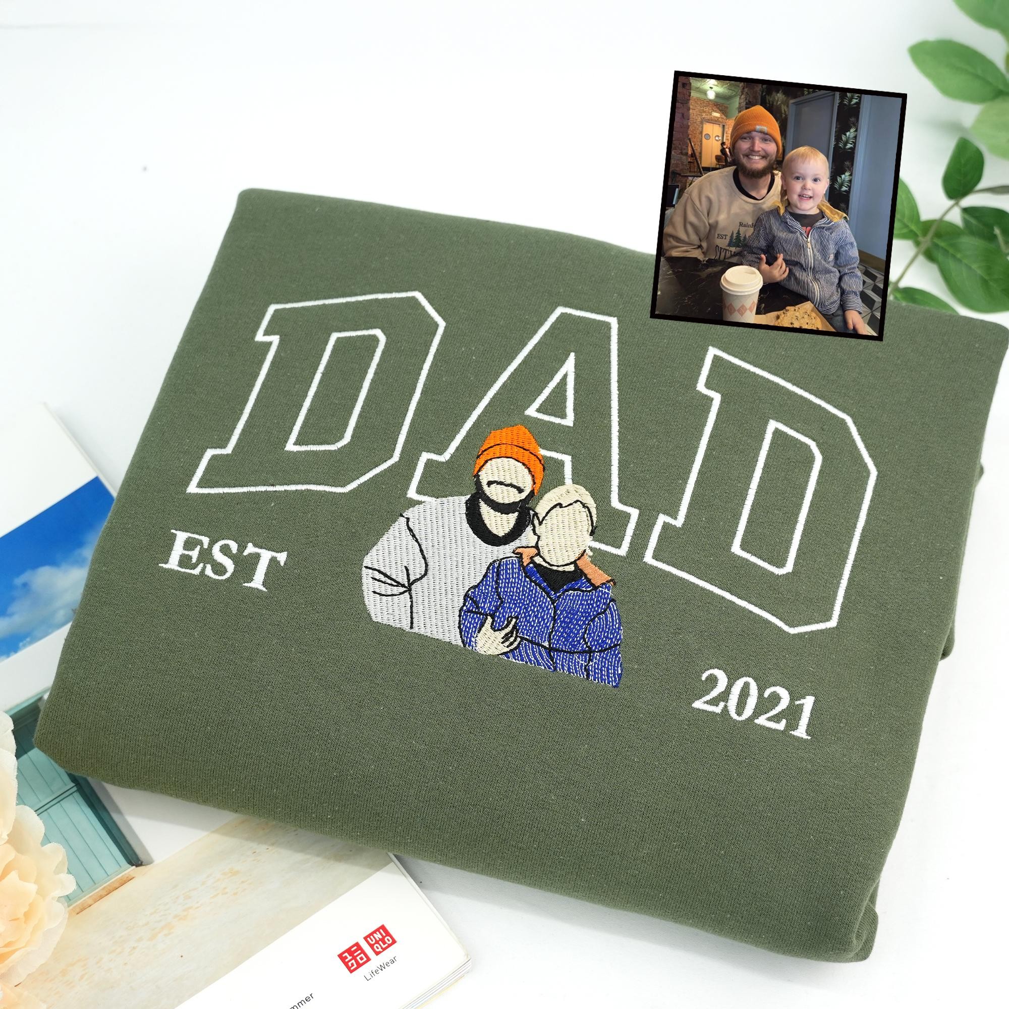 Personalized Dad Photo Embroidered Sweatshirt Hoodie Father's Day Gift Ideas