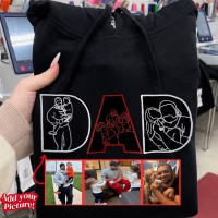 Personalized Dad Photo Embroidered Sweatshirt Hoodie Father's Day Gift Ideas