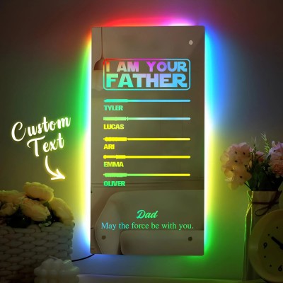 I Am Their Father - Personalised Lightsaber Mirror Lamp Unique Gift For Dad