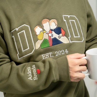 Personalized Dad Photo Embroidered Sweatshirt Hoodie Father's Day Gift Ideas
