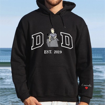 Personalized Dad Photo Embroidered Sweatshirt Hoodie Father's Day Gift Ideas