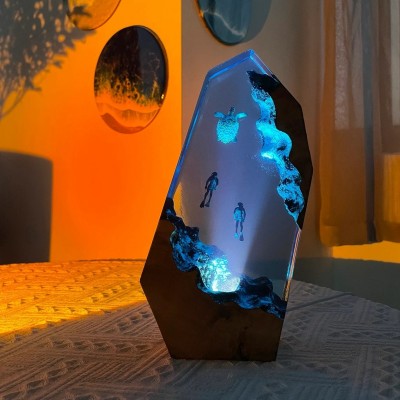 HOT SALE❗❗❗Sea Turtle Couple Diver Night Light Resin Night Light