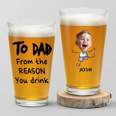 Personalised Kid Face 16oz Pint Beer Glass