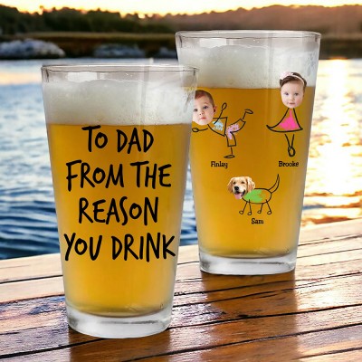 Personalised Kid Face 16oz Pint Beer Glass