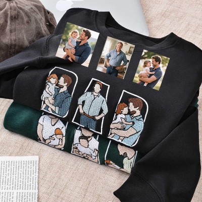Personalized Dad Photo Embroidered Sweatshirt Hoodie Father's Day Gift Ideas