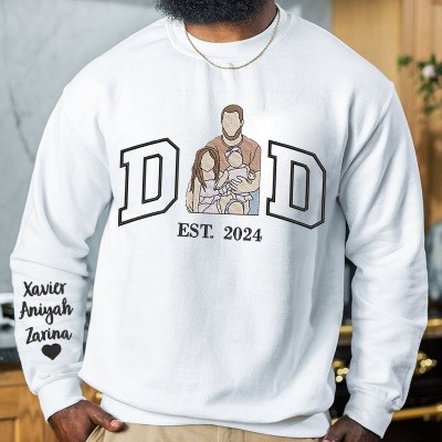 Personalized Dad Photo Embroidered Sweatshirt Hoodie Father's Day Gift Ideas