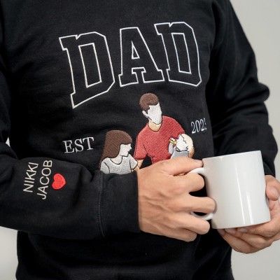 Personalized Dad Photo Embroidered Sweatshirt Hoodie Father's Day Gift Ideas