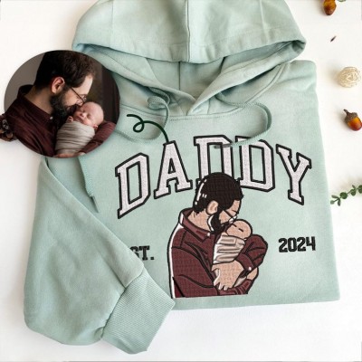 Personalized Dad Photo Embroidered Sweatshirt Hoodie Father's Day Gift Ideas