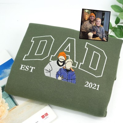 Personalized Dad Photo Embroidered Sweatshirt Hoodie Father's Day Gift Ideas