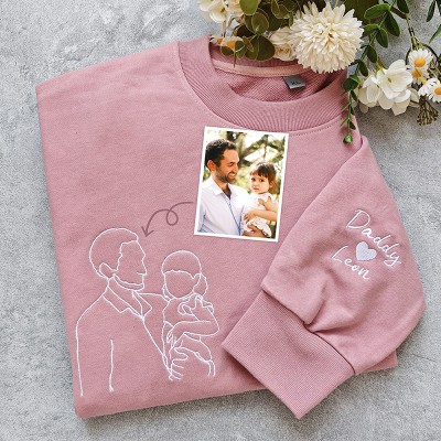 Personalized Dad Photo Embroidered Sweatshirt Hoodie Father's Day Gift Ideas