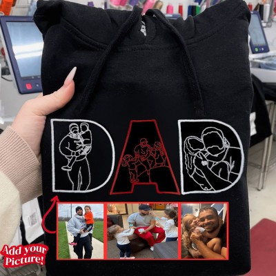 Personalized Dad Photo Embroidered Sweatshirt Hoodie Father's Day Gift Ideas