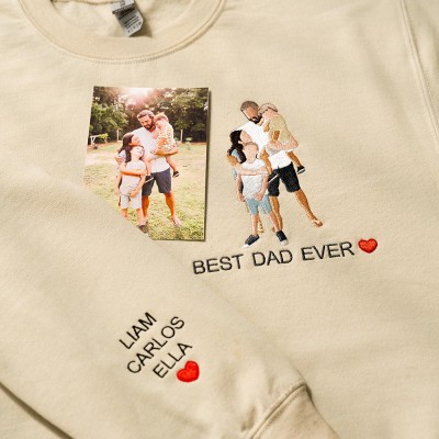Personalized Dad Photo Embroidered Sweatshirt Hoodie Father's Day Gift Ideas